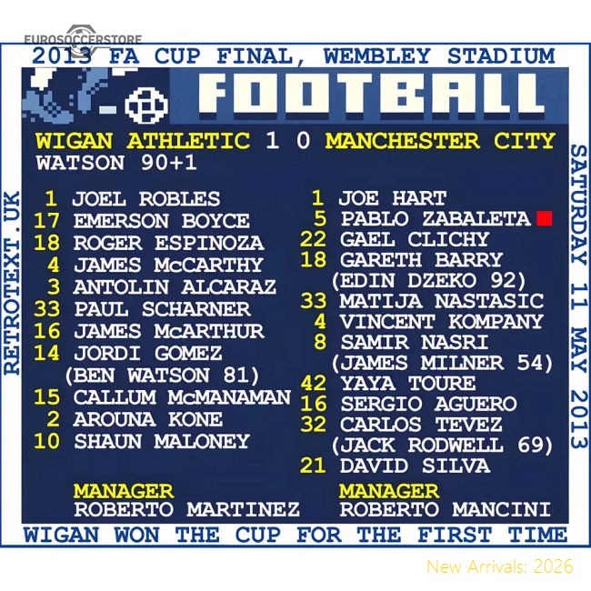 Premium-grade 2013 Fa Cup Final (wigan Athletic) Retrotext T-shirt