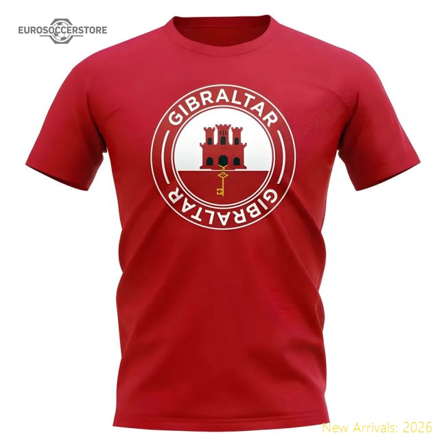 Gibraltar Football Badge T-Shirt (Red)