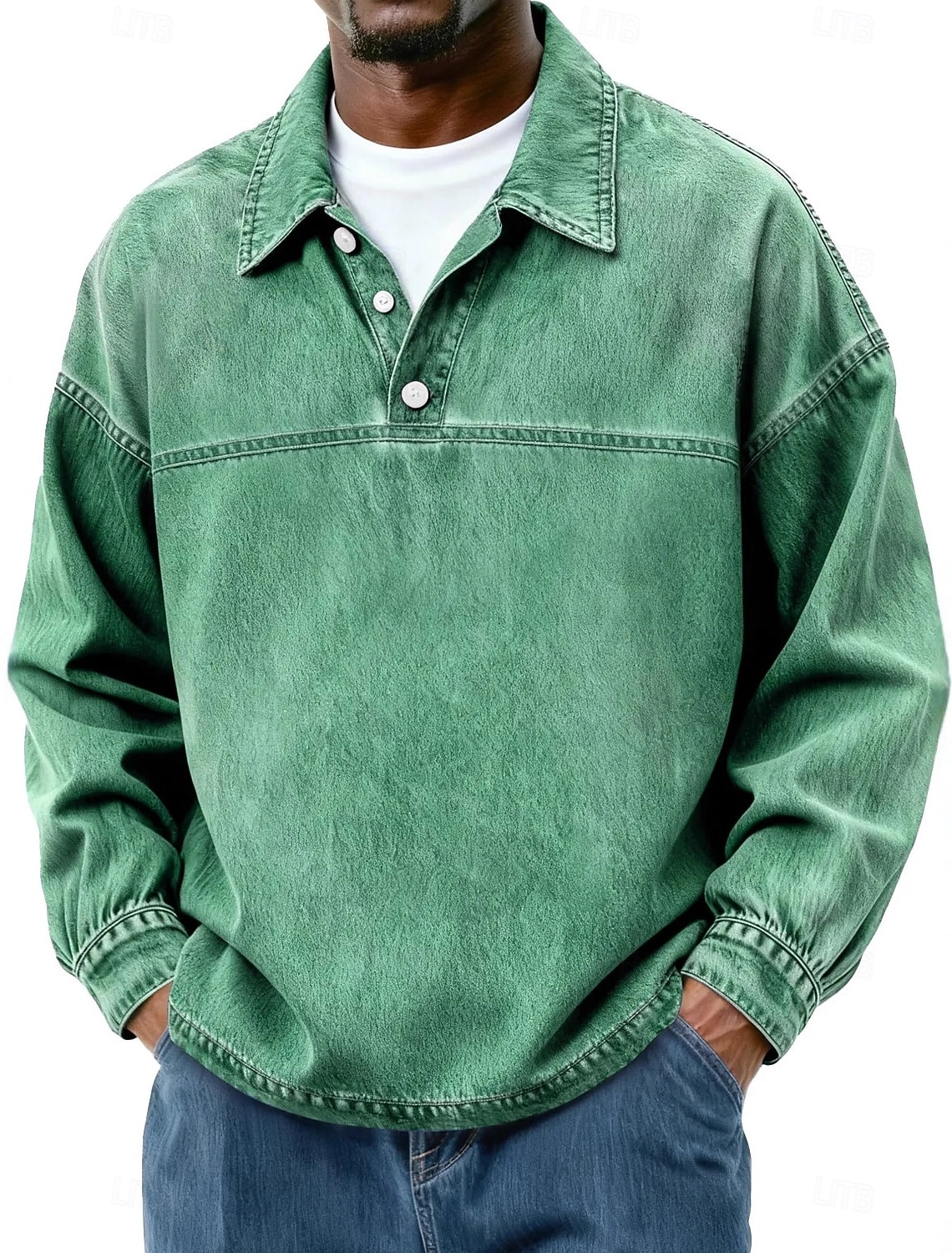 Men's Cotton Polo Shirt Casual Vacation Classic Long Sleeve Fashion