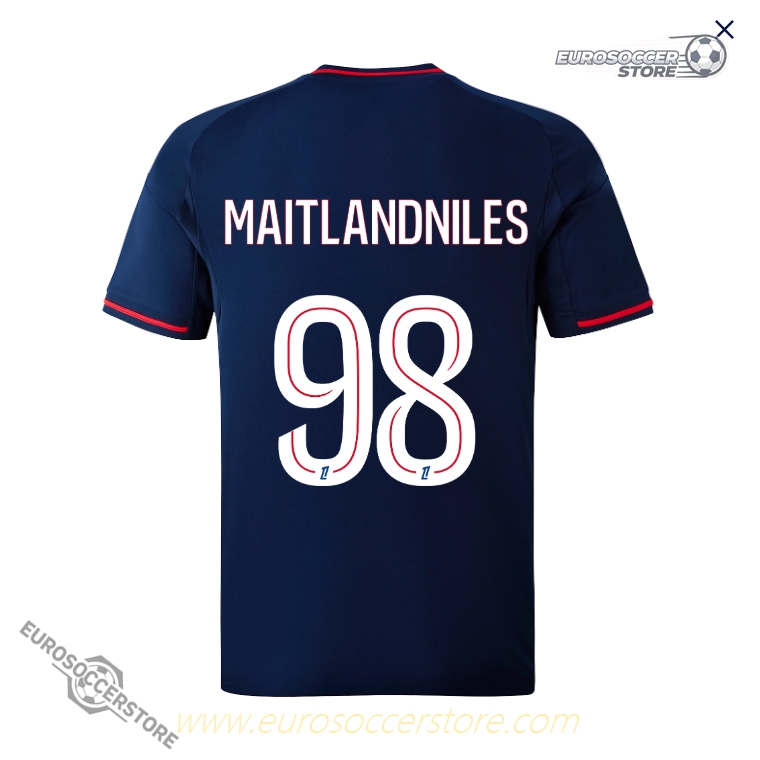 Lyon's Olympique Lyonnais Away Jersey for the 25-26 season, featuring MAITLANDNILES with the number 98.