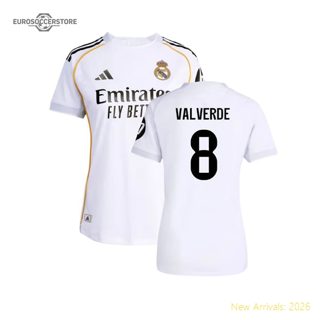 2025-2026 Real Madrid Authentic Home Kit (womens) (valverde 8)