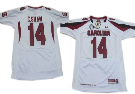 Men's None White 2024 game jersey Connor Shaw #14 game day Jersey