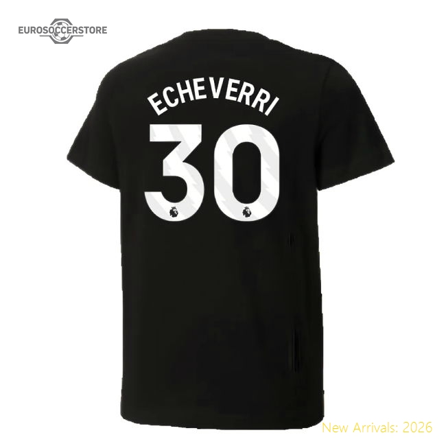 2024-2025 Man City ftblCulture Tee (Black) - Kids (Echeverri 30)