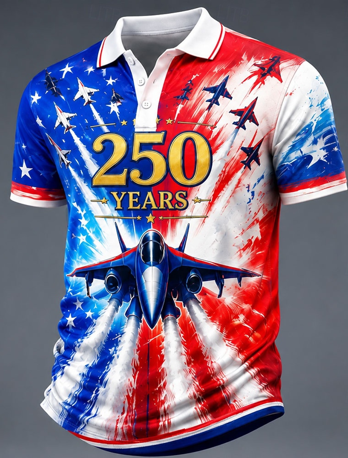 4th of July 2026 250th Men's American US Flag Polo Shirts Short Sleeve Polo Shirts Lapel Casual Athleisure 3D Print Buttons Breathable Mesh Spring & Summer Blue Blue 1 Blue 3#