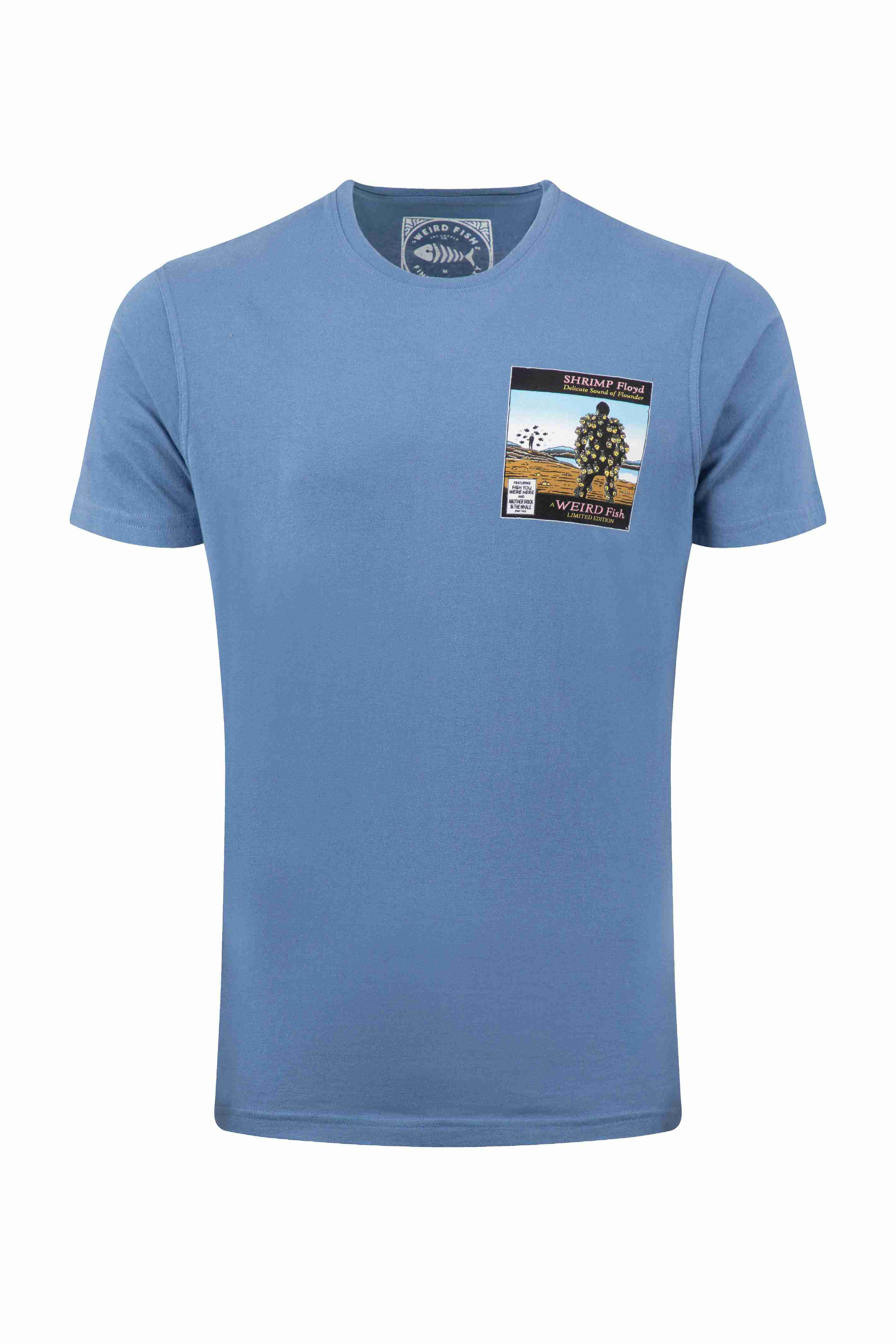 Shrimp Floyd Back Print Artist T-Shirt Mid Blue