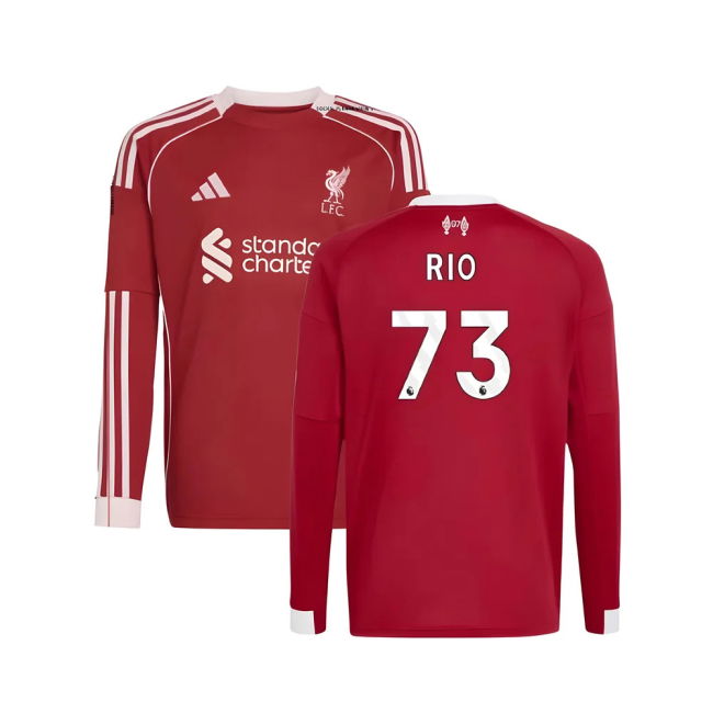 match worn 2025-2026 Liverpool Long Sleeve Home Shirt (Kids) (Rio 73)