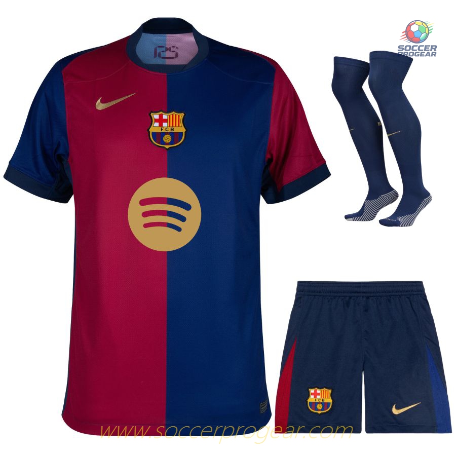 Barca 2024-2025 Season Home Children Jersey Set Soccer Jersey New Sponsor