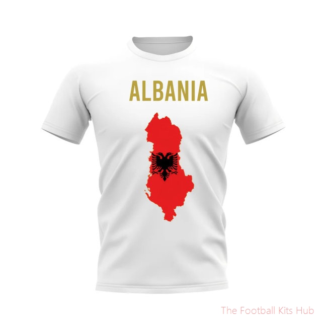 Men Albania Map T-shirt (White) UEFA Euro