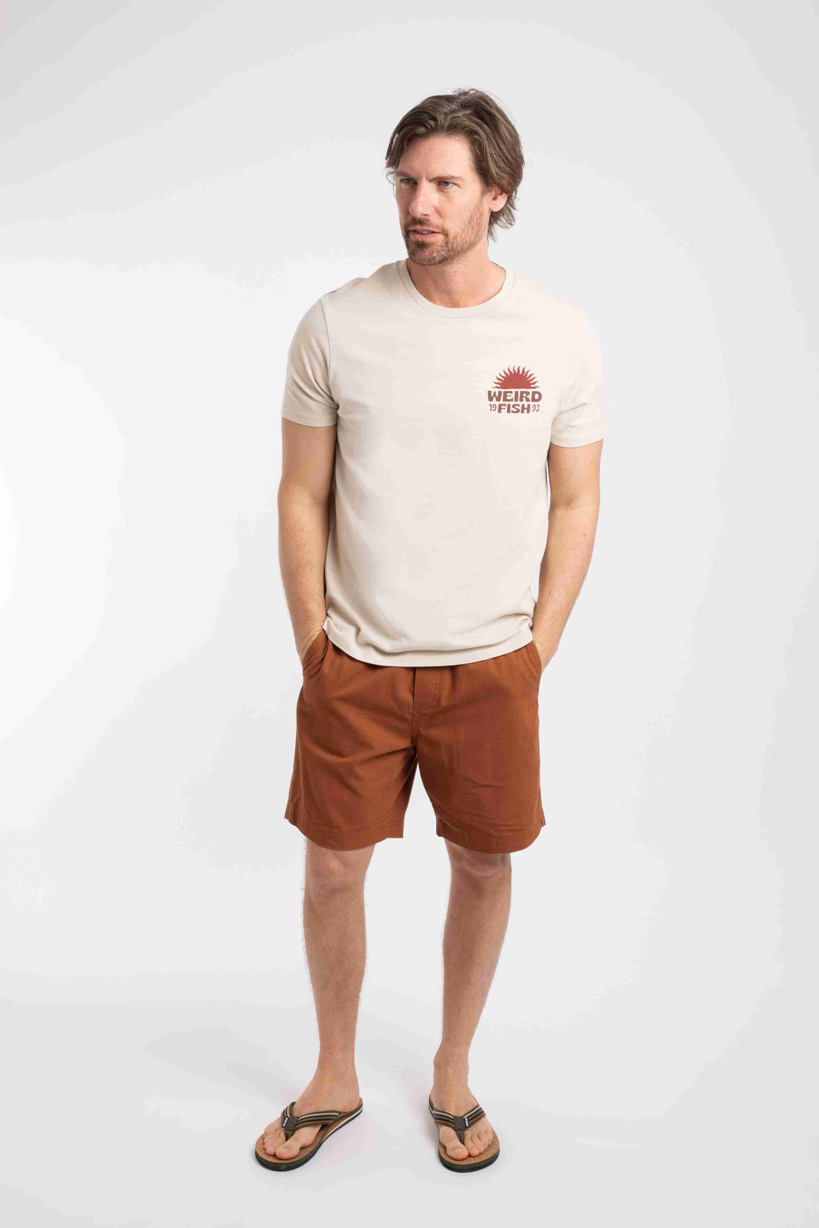 Sun Beam Back Print Graphic T-Shirt Egg Shell