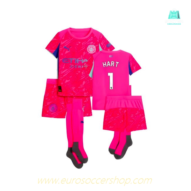 2025-2026 Man City Home Goalkeeper Mini Kit (Pink) (Hart 1)