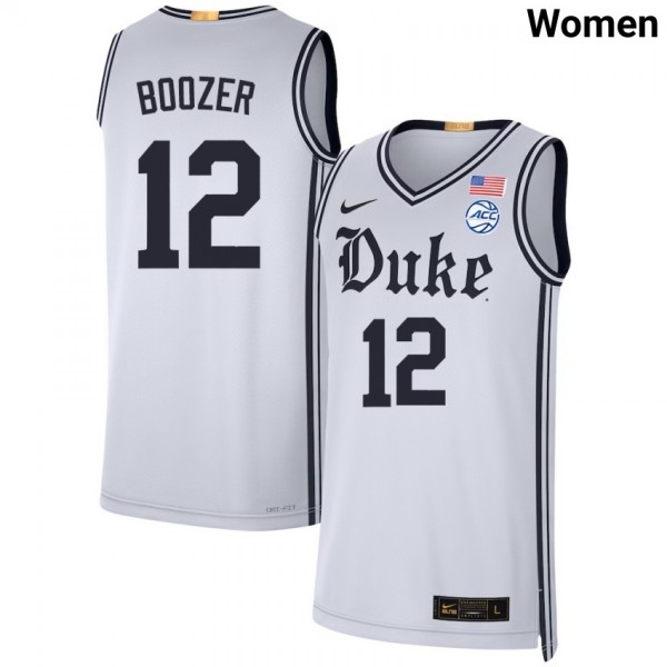 Women Duke Blue Devils #12 Cameron Boozer Team White Nike Stitch Jerseys