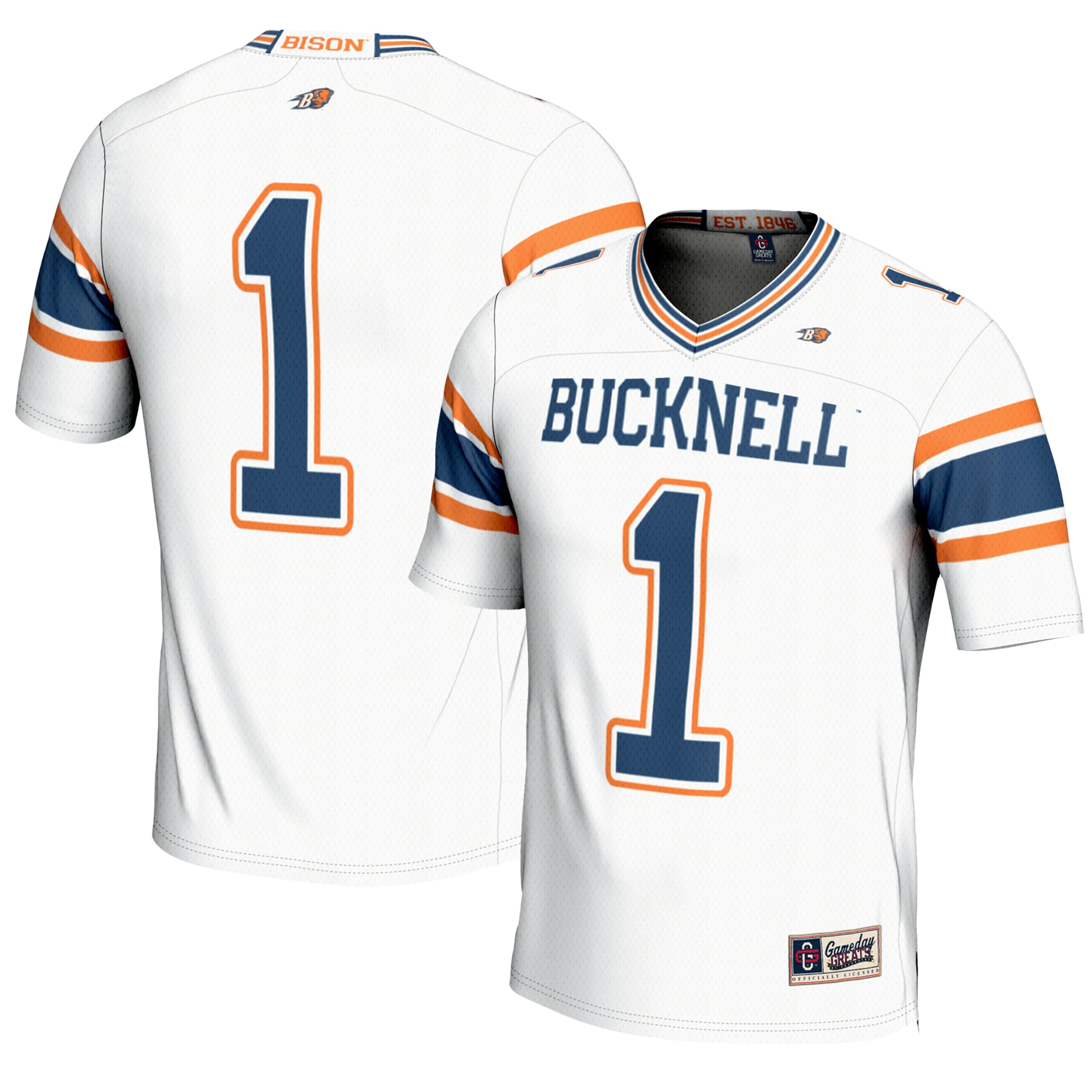#1 Bucknell Bison GameDay Greats Youth Endzone Football Jersey - White