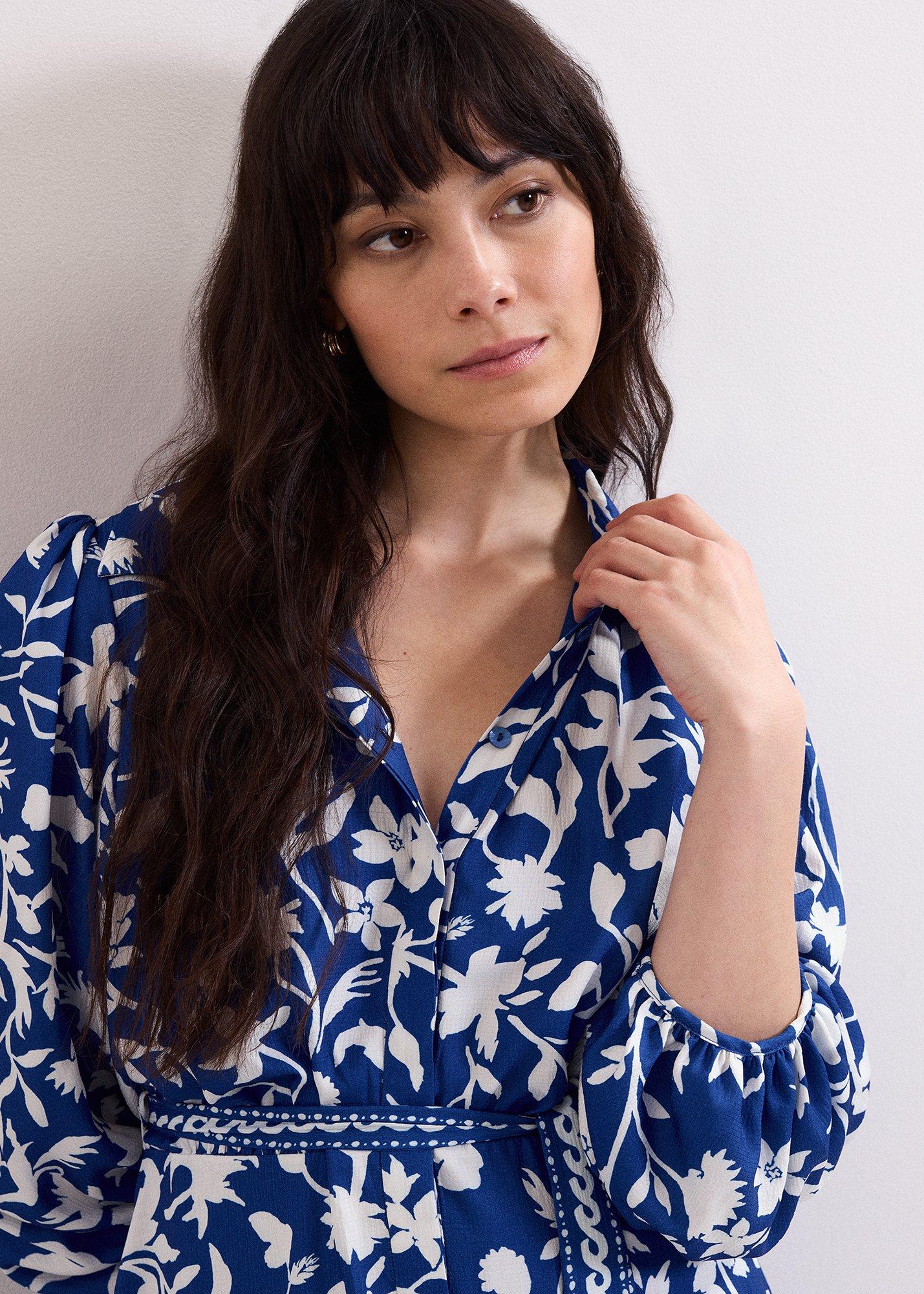 Petite Coralie Blue Midi Shirt Dress