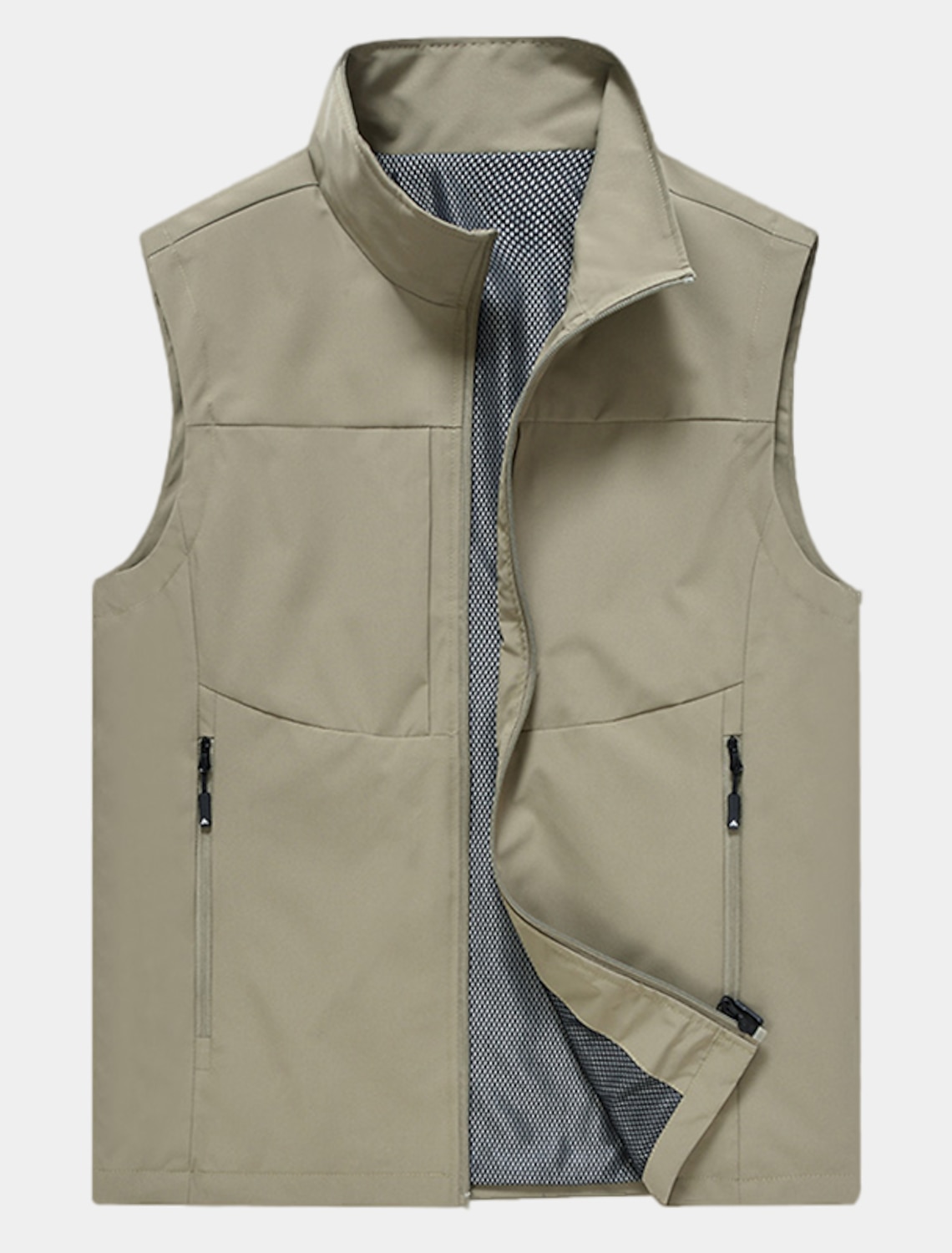 Men's Vest Pocket Buckle Short Classic & Timeless Quick Dry Multi Pockets Lightweight Summer Spring Autumn / Fall Solid Color Black Cream Army Green Khaki Puffer Jacket