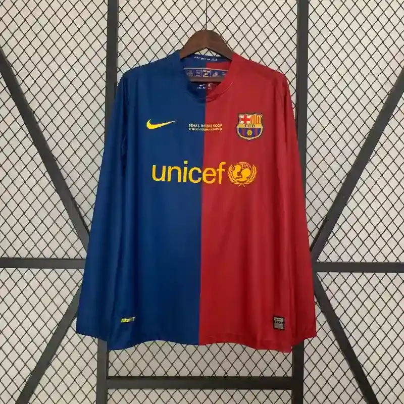 Cheap 2008-2009 Long Sleeve Barcelona UEFA Champions League Jersey retro kit
