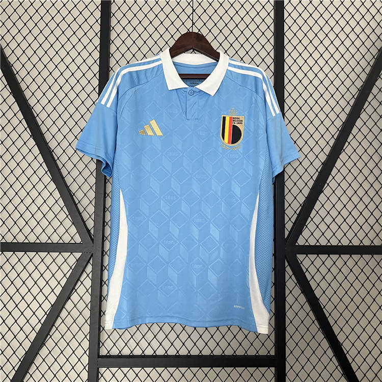 Durable UEFA Euro 2024 Belgium Away Blue Football Shirt Soccer Jersey