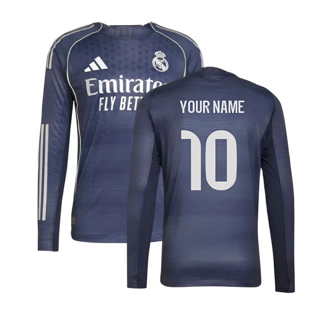 2025-2026 Real Madrid Long Sleeve Away Shirt (Your Name)