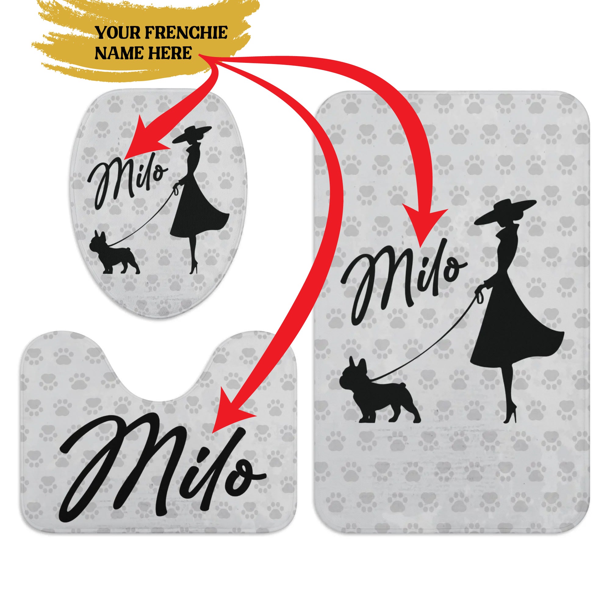 High-Quality Personalized Bathroom Set With Your Frenchie’s Name for ...