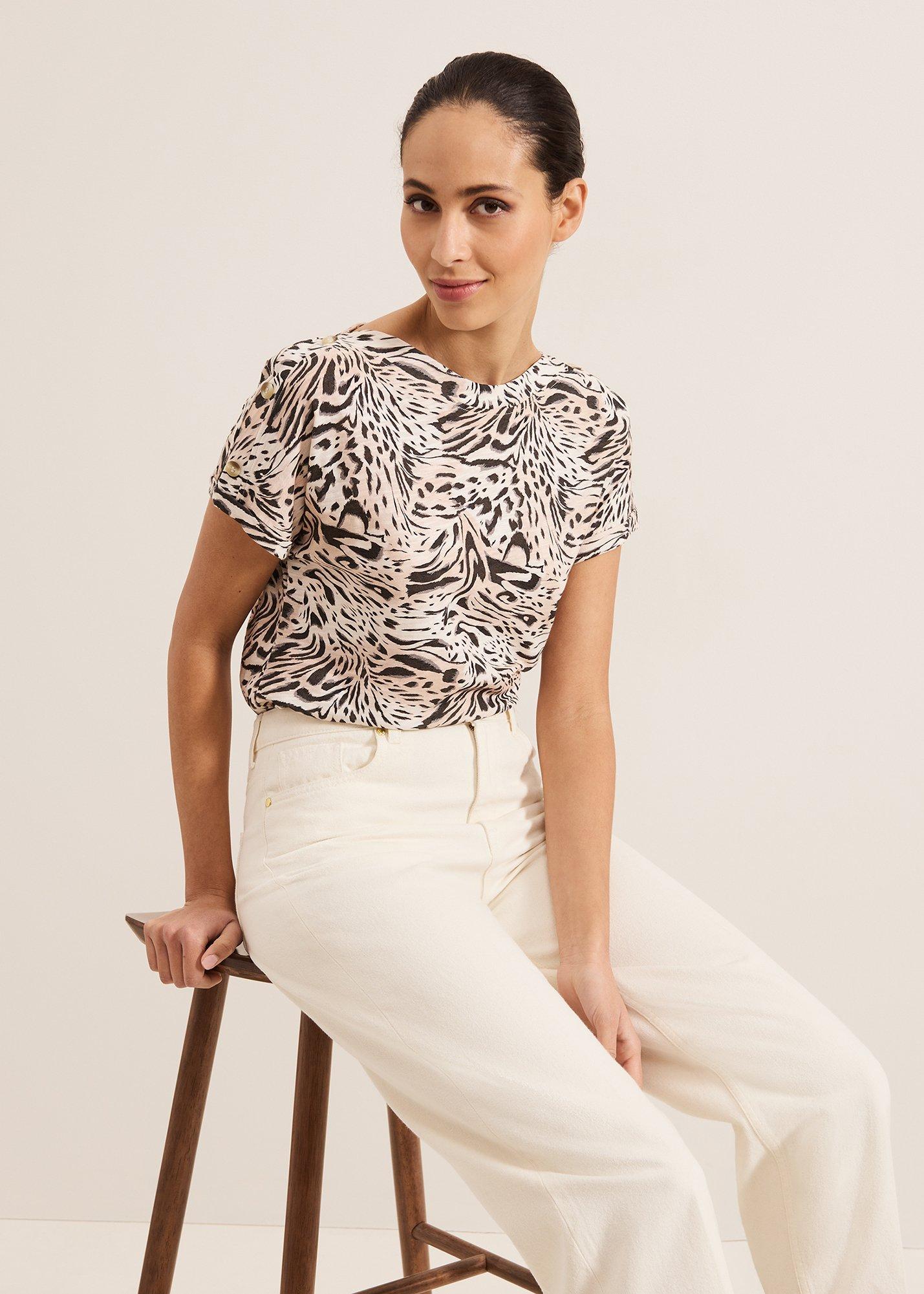 Suzie Button Detail Printed Top