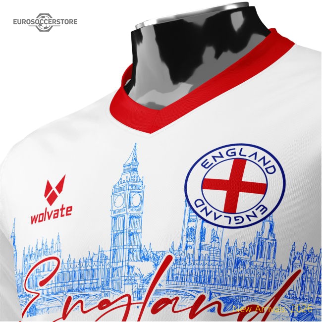 England Heritage Football Jersey White/Red (Wolvate) Adult Short Sleeve
