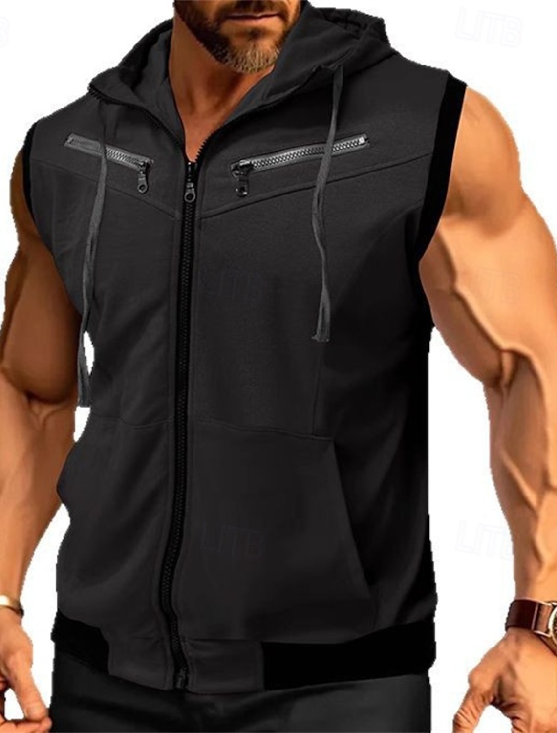 Men's Hoodie Full Zip Black Wine Red Navy Blue Purple Hooded Color