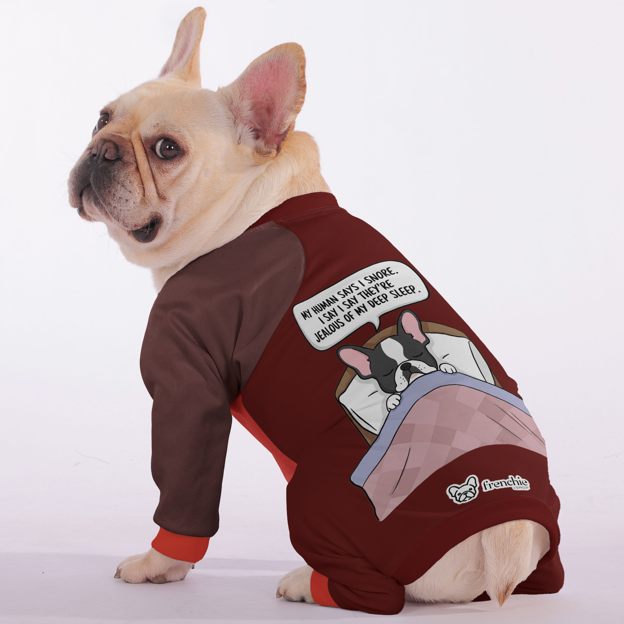 My human says I snore. I say theyre jealous of my deep sleep. - Frenchie Pajamas – Ultra-Soft, Cozy, & Adorably Stylish