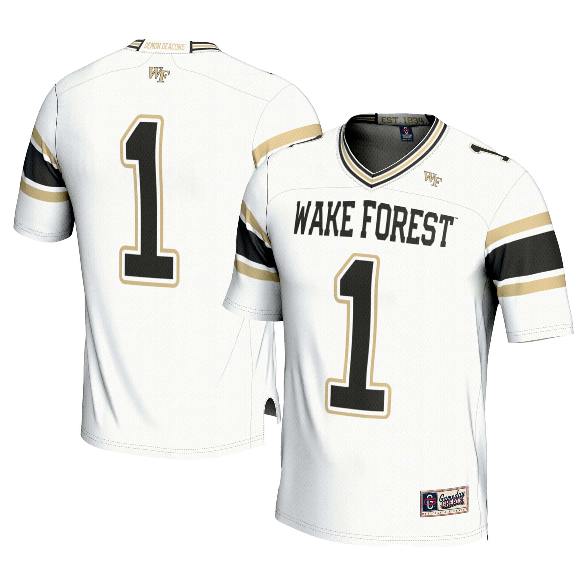 Men's #1 White Wake Forest Demon Deacons Football Jersey