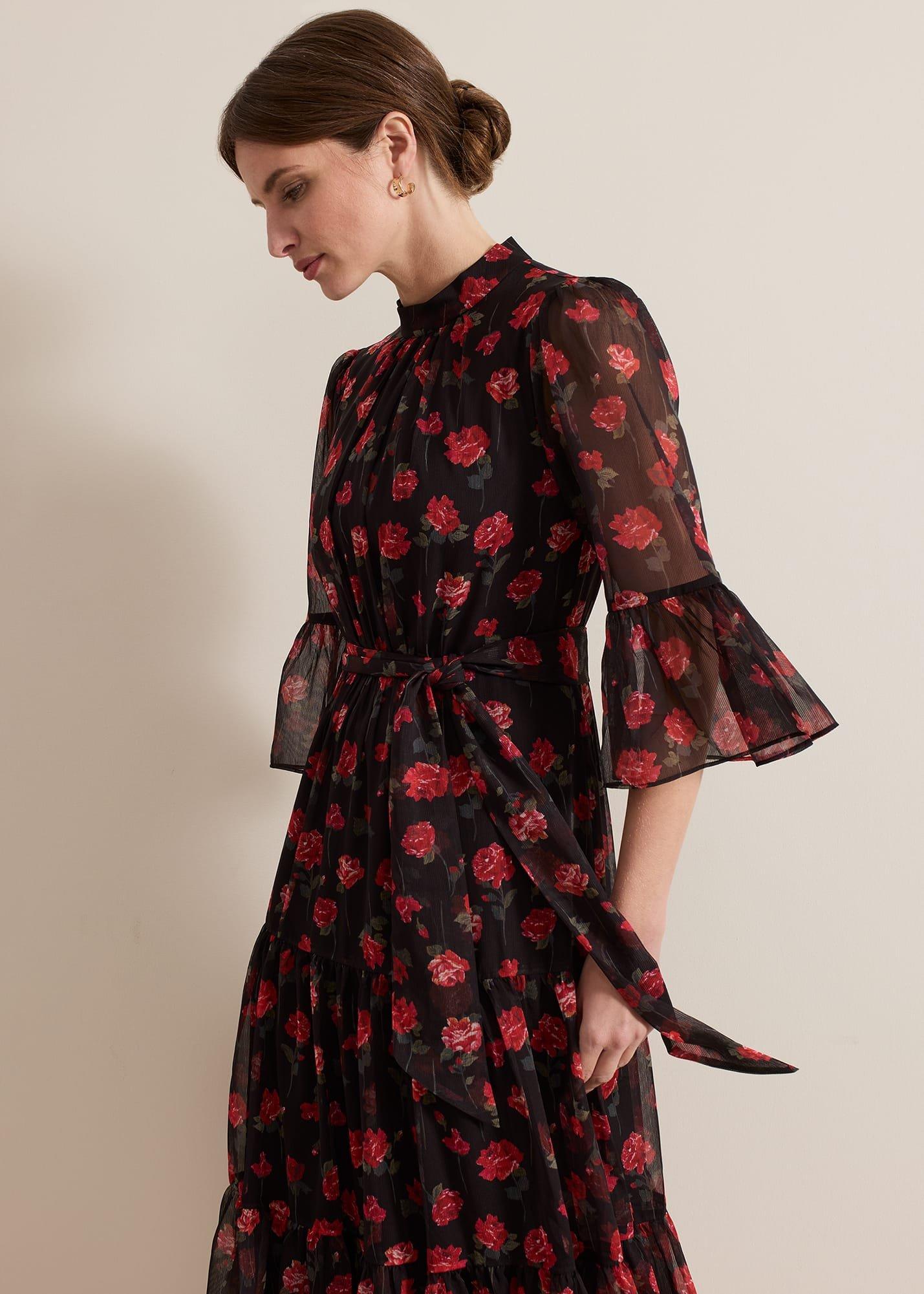 Petite Lela Floral Textured Midi Dress