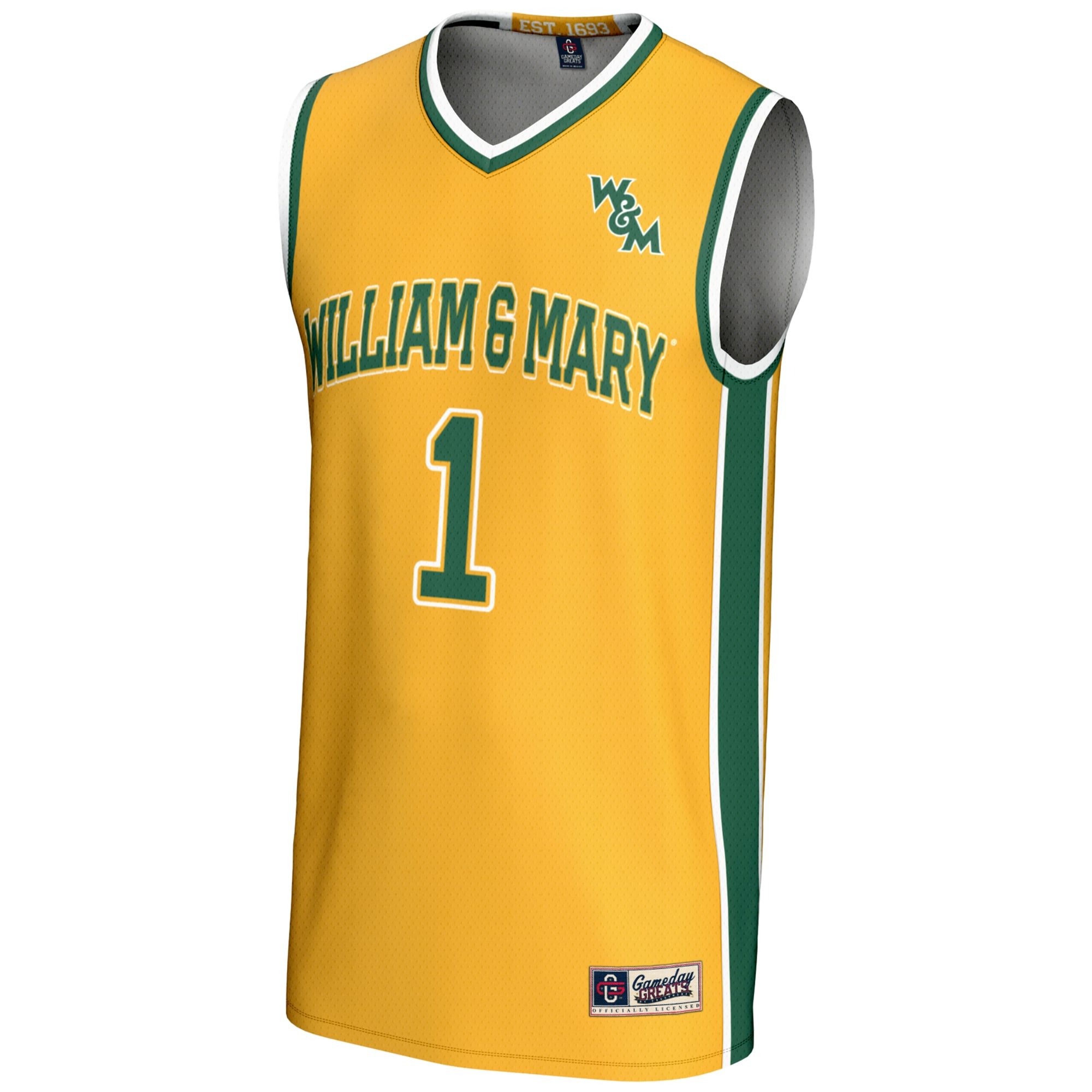 [NJP] William & Mary Tribe GameDay Greats Unisex Lightweight Basketball Jersey - Gold