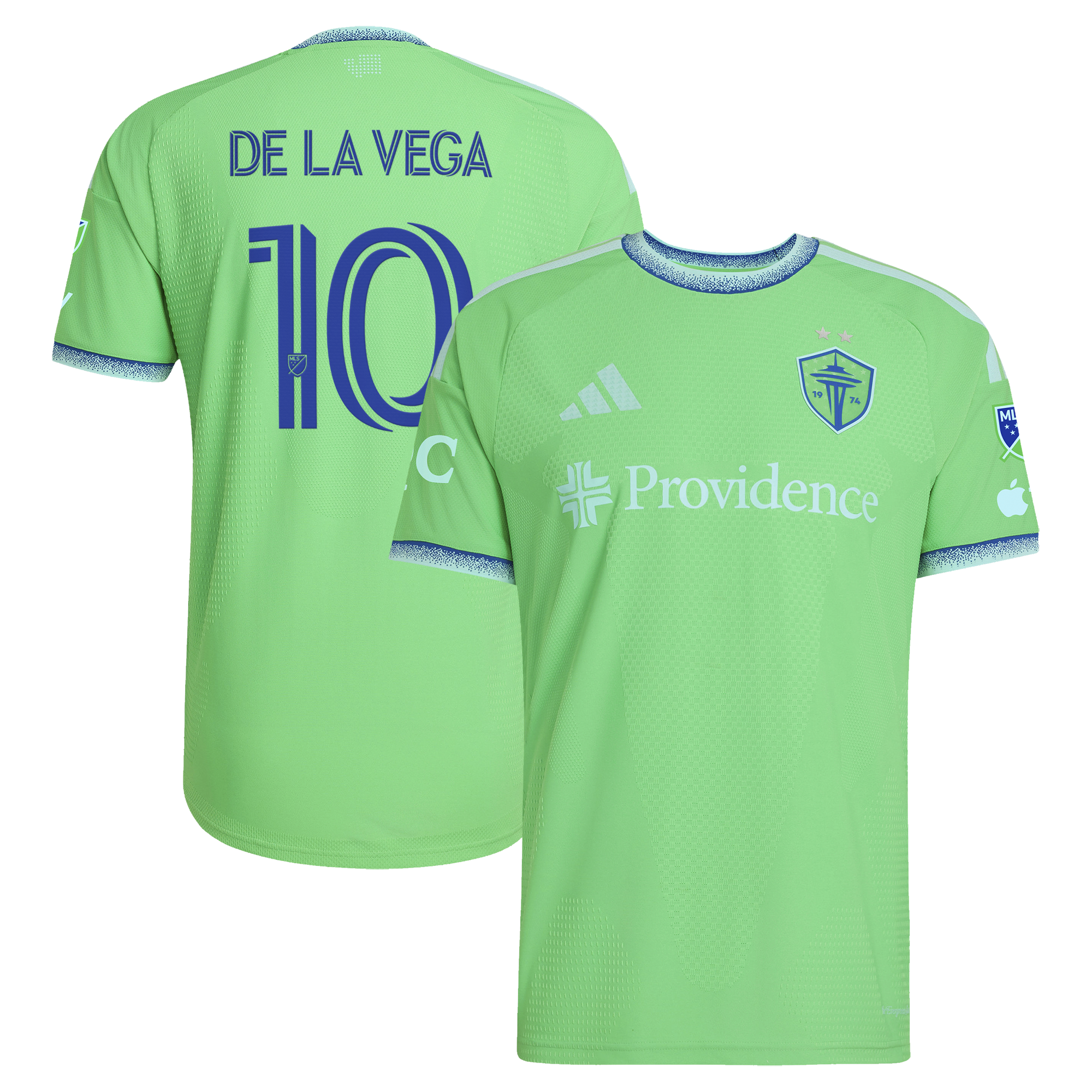 [LK] Pedro de la Vega Seattle Sounders FC 2026 The Evergreen State Kit On-Field Authentic Patch Jersey - Rave Green