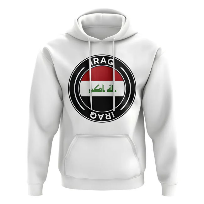Top-Tier Iraq Football Badge Hoodie (White) Premium-Quality