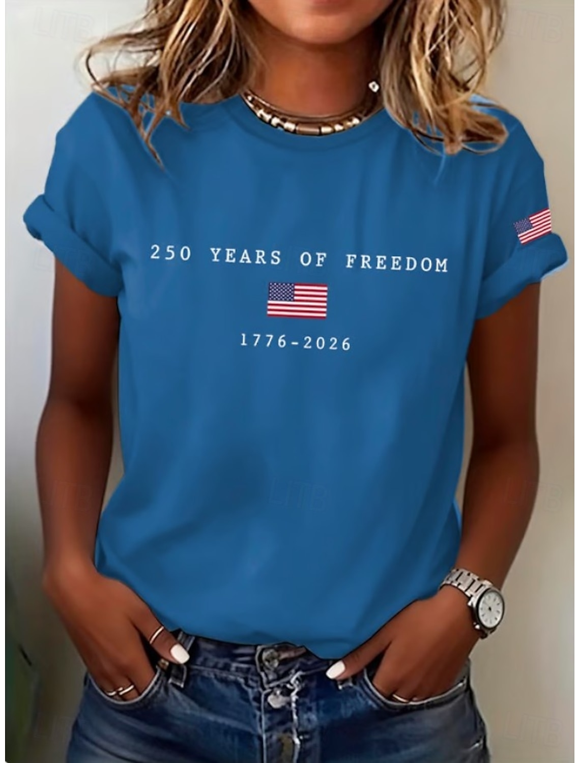 American Independence Day Women's T Shirt Print Graphic Independence Day Vintage Stylish Classic Short Sleeve Crew Neck V Neck Regular Tops Daily Blue Black White Red Gray Summer Spring