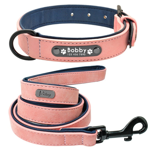 French Bulldog Personalised Collar With Leash Durable Dog Accessory