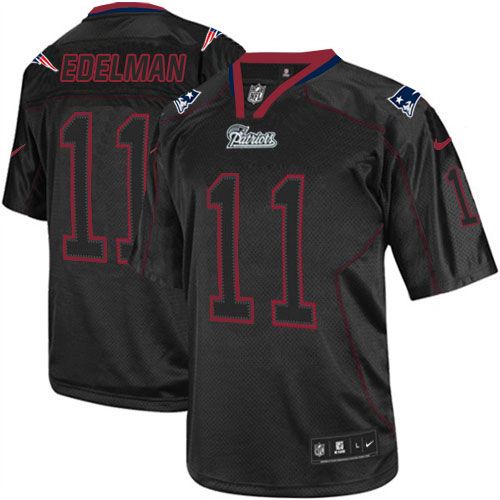NFL NE Patriots #11 Julian Edelman Black Lights Out Jersey - Authen...