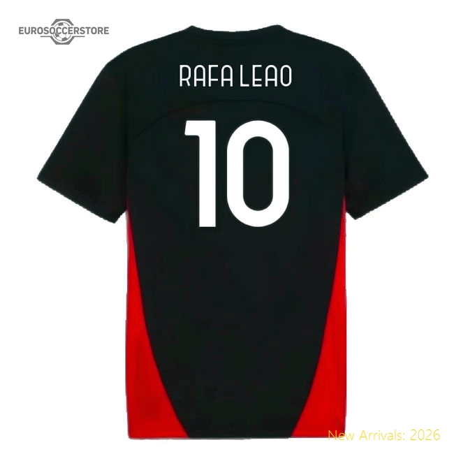 Official 2024-2025 Ac Milan Training Shirt (Black) (Rafa Leao 10)