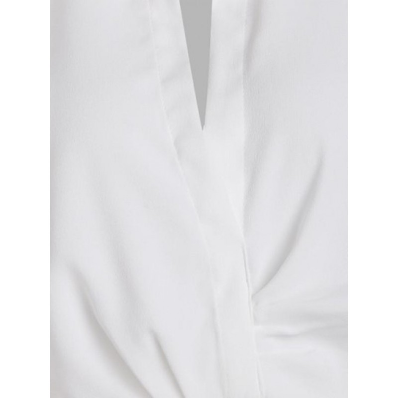 Slit Sleeve Ruched Collared Top ZC6542