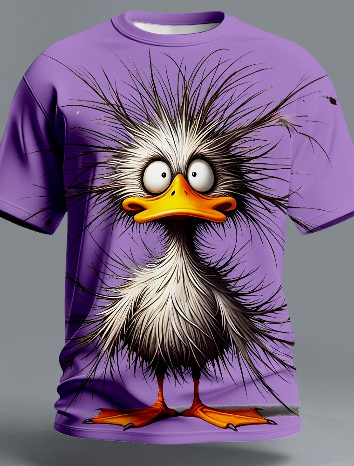 Mens Funny Crazy Duck T Shirt Big Eyes Messy Feathers Graphic Tees