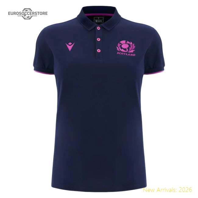 2025-2026 Scotland Rugby Travel Polo Shirt (Navy) - Womens