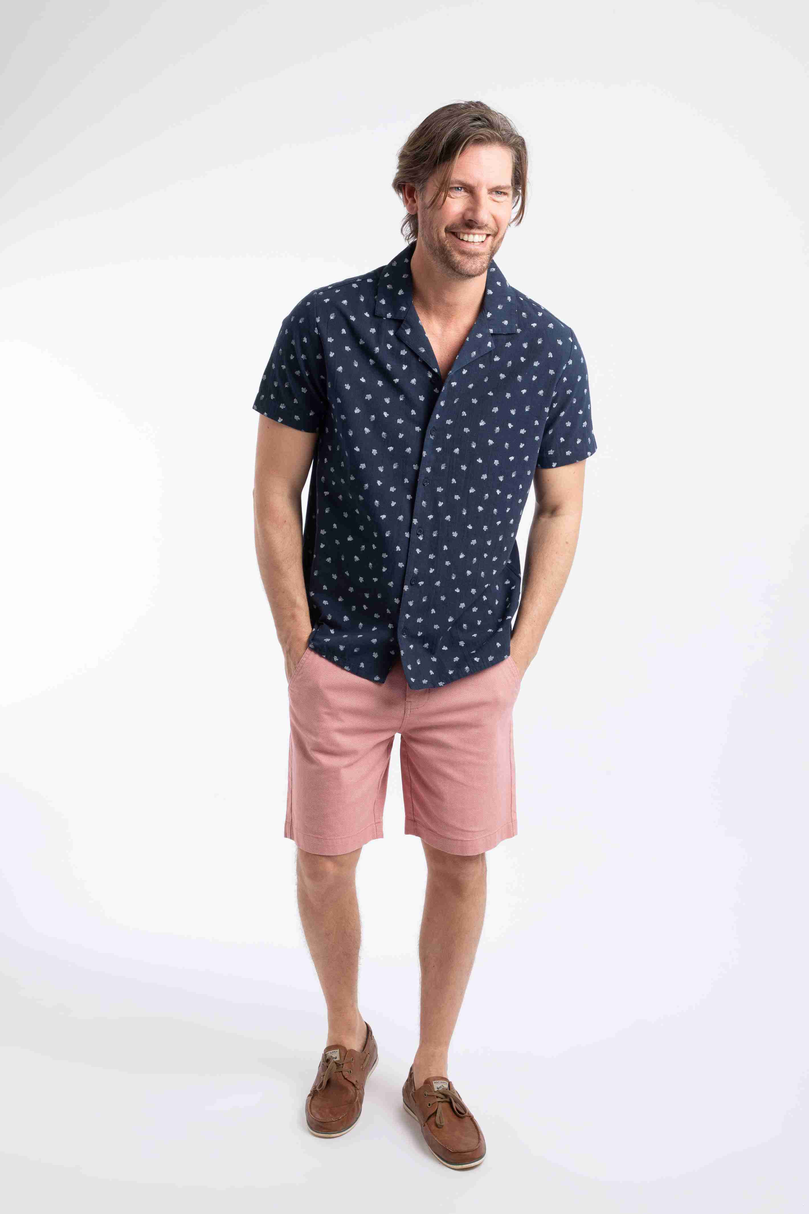 Hugh Printed Shirt Rich Navy