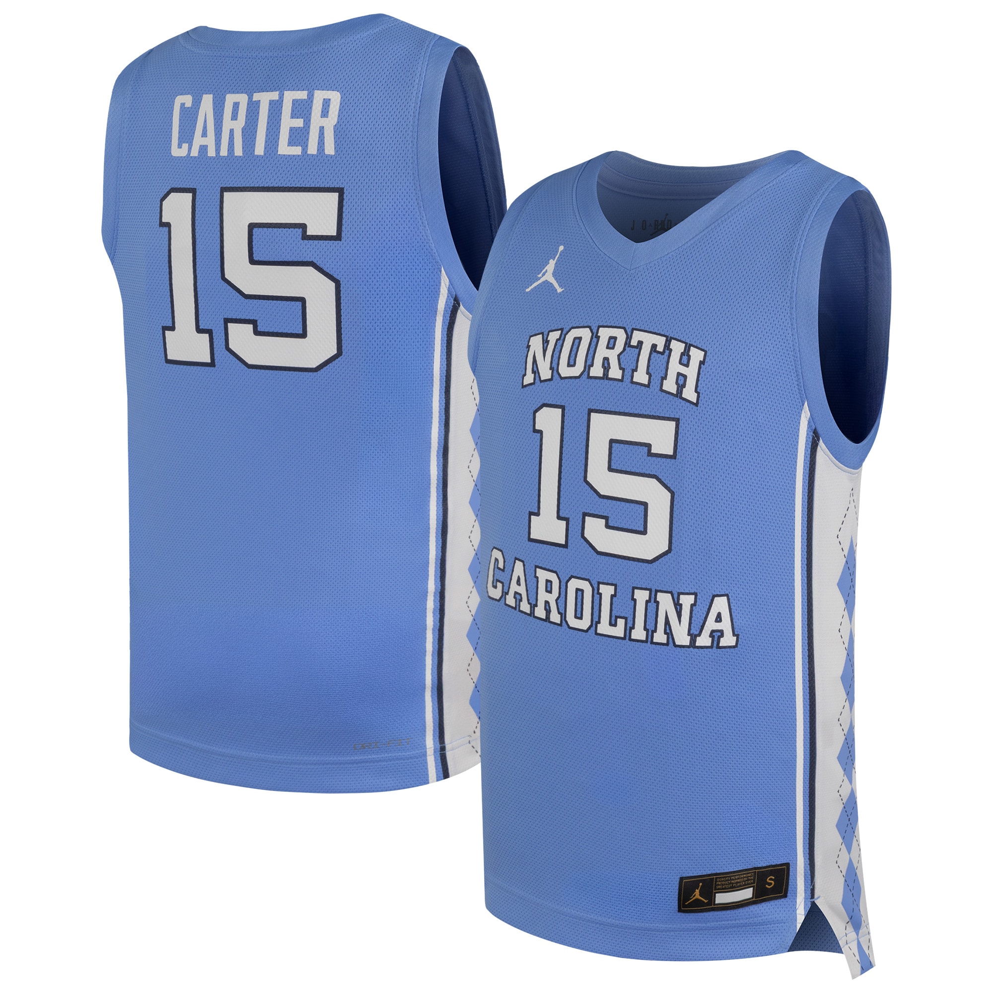 [NJP] Vince Carter North Carolina Tar Heels Youth Replica Basketball Jersey - Carolina Blue
