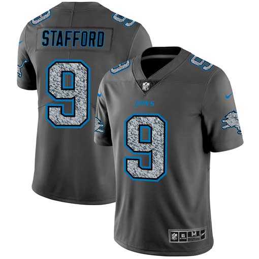 NFL D L Lions #9 Matthew Stafford Gray Fashion Jersey - Authentic Q...