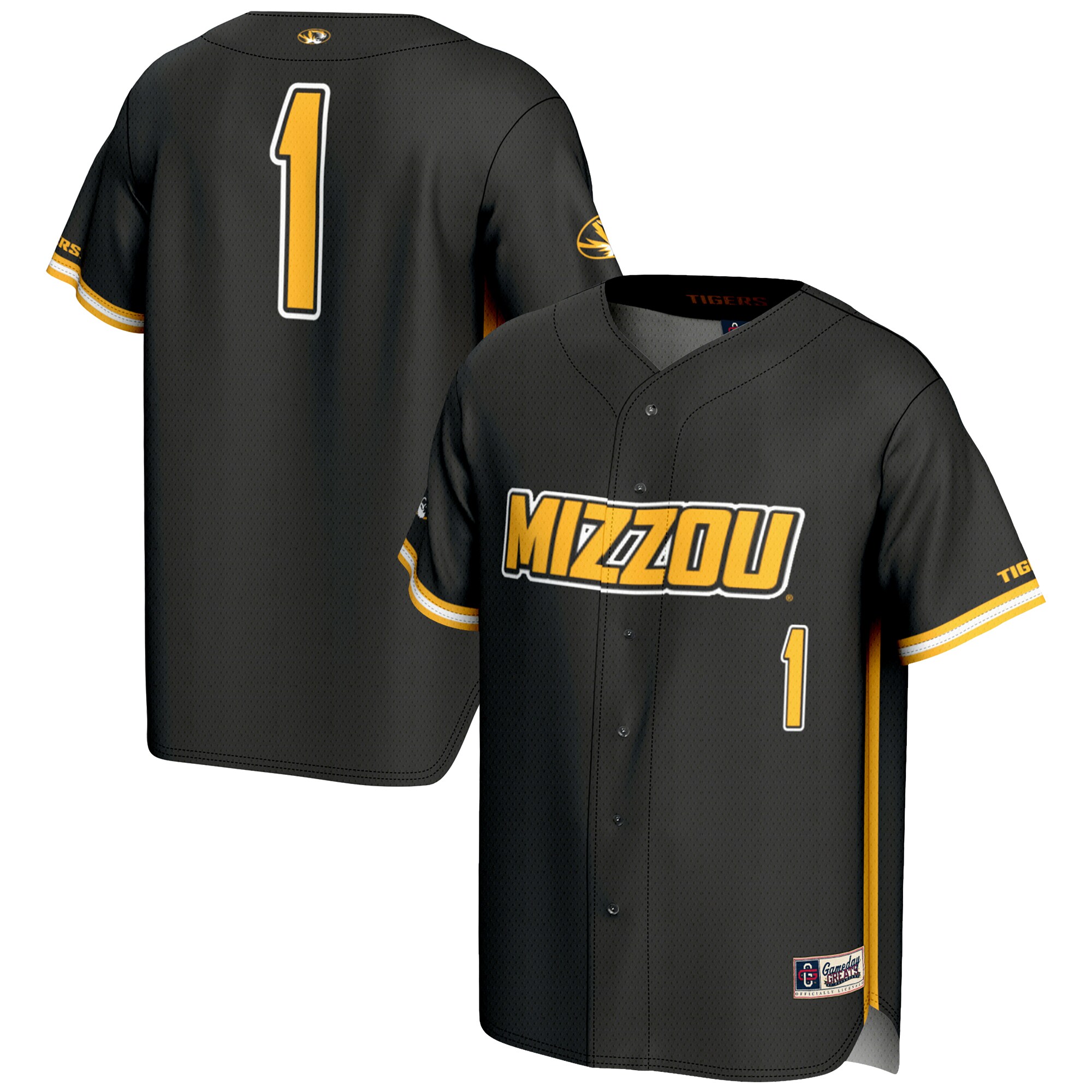 [DDG] Missouri Tigers GameDay Greats Lightweight Baseball Jersey - Black