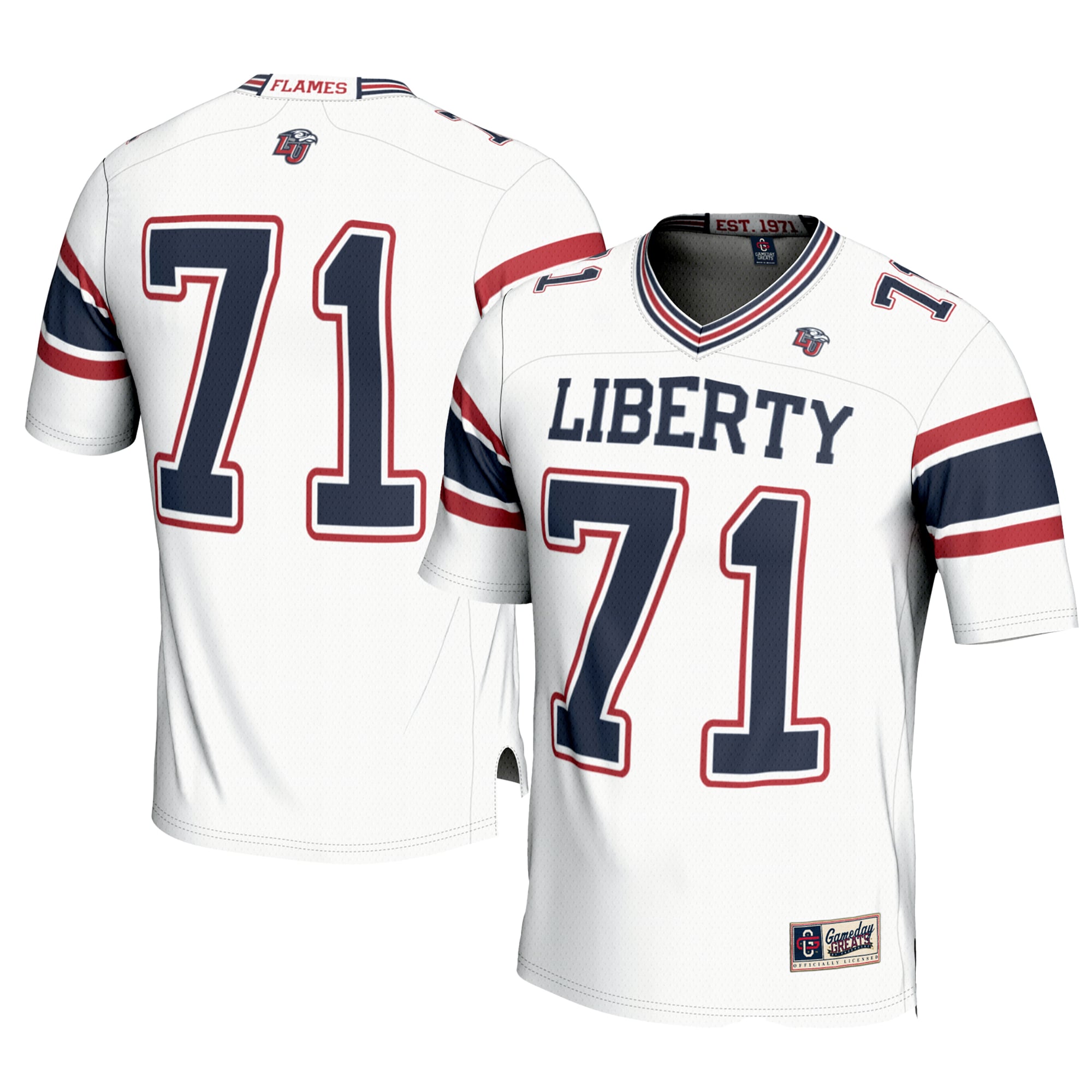 Youth #71 White Liberty Flames Football Jersey