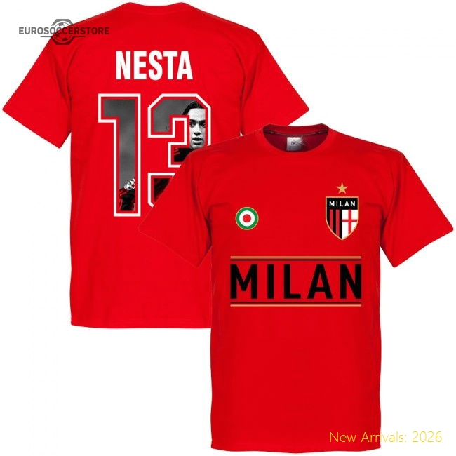 Premium Fan-Favorite Ac Milan Nesta 13 Gallery Team T-Shirt - Red