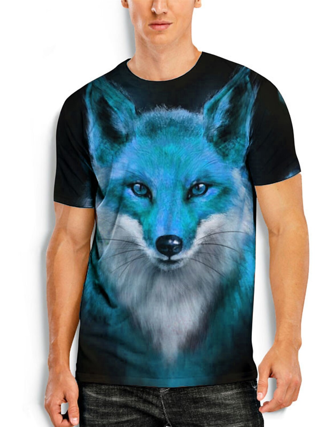 Men's Cat Funny T Shirt Short Sleeve 3D Print Crew Neck Fashion Daily