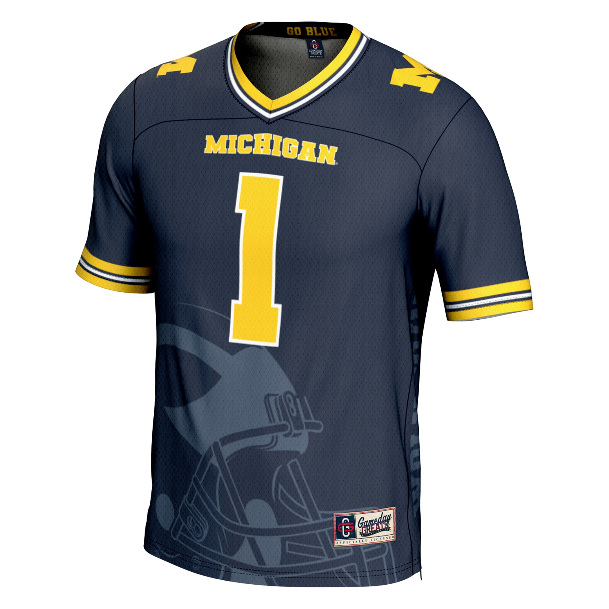 Michigan Wolverines #1 GameDay Greats Navy Icon Print Football Fashion 2026 Season Football Jersey