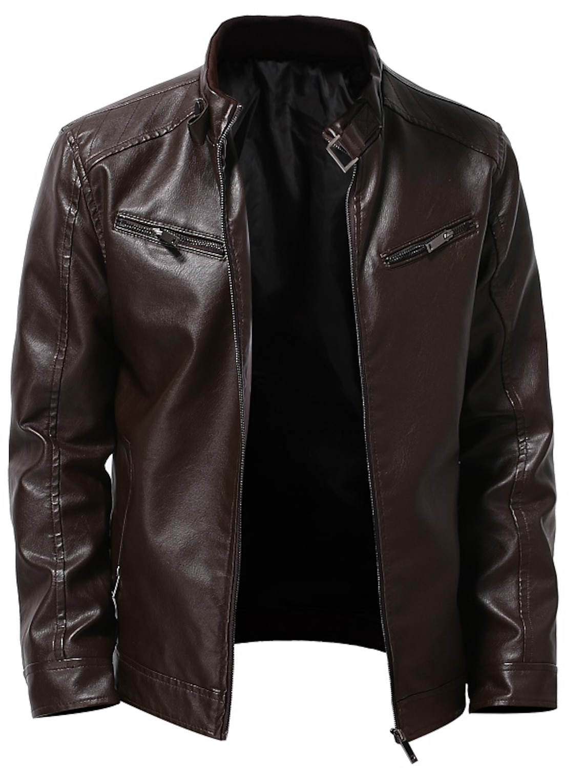 Men's Faux Leather Jacket Transition Biker Going out Windproof Rivet