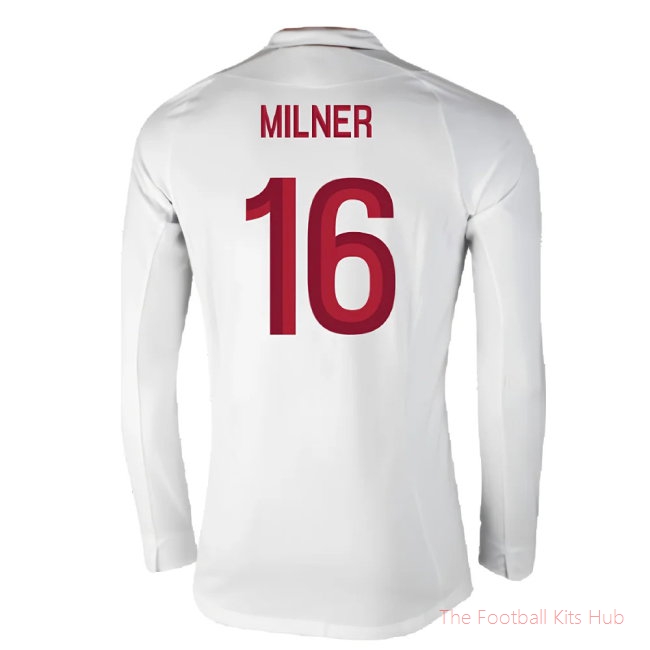England 2012-13 Long Sleeve Home Shirt (L) (Fair) (Milner 16)