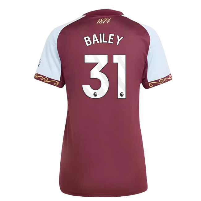 Aston Villa Home Football Shirt 2025-20 - Bailey 31 L M Women S
