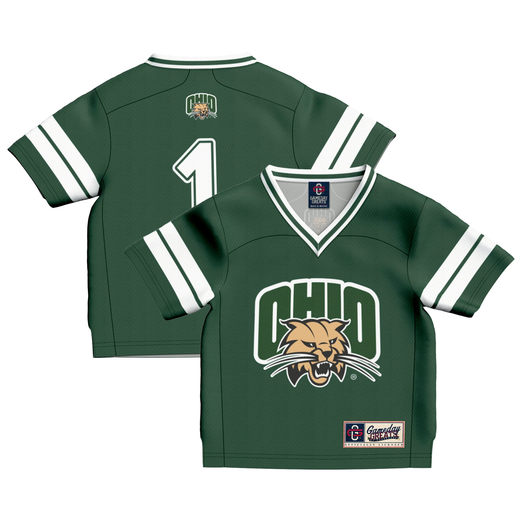 Toddler #1 Green Ohio Bobcats Collegiate Football Fashion Jersey